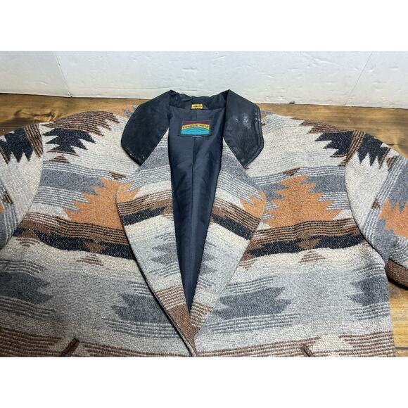 Vintage Pioneer Wear Wool Blend Southwestern Tribal Aztec Coat Jacket Womens XL - Picture 3 of 13